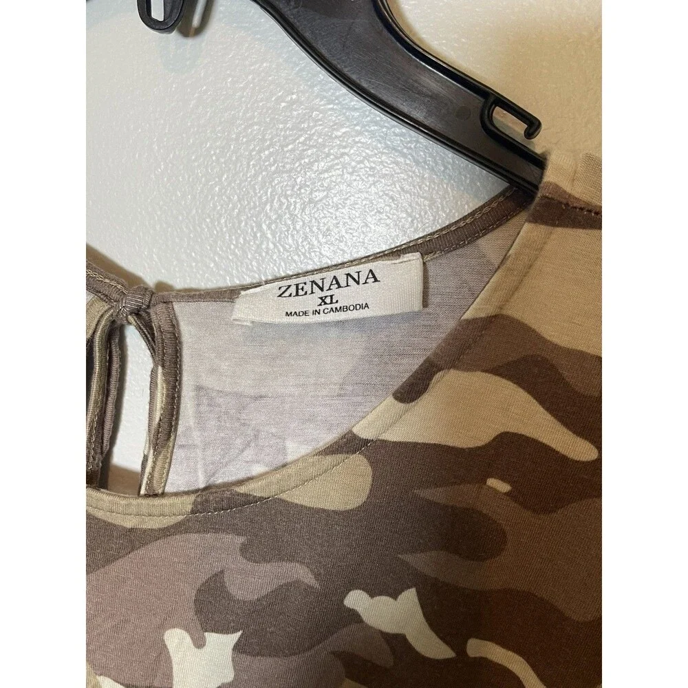 Zenana Women's Camo Print Romper Shorts With Cinche Tie Size X-Large